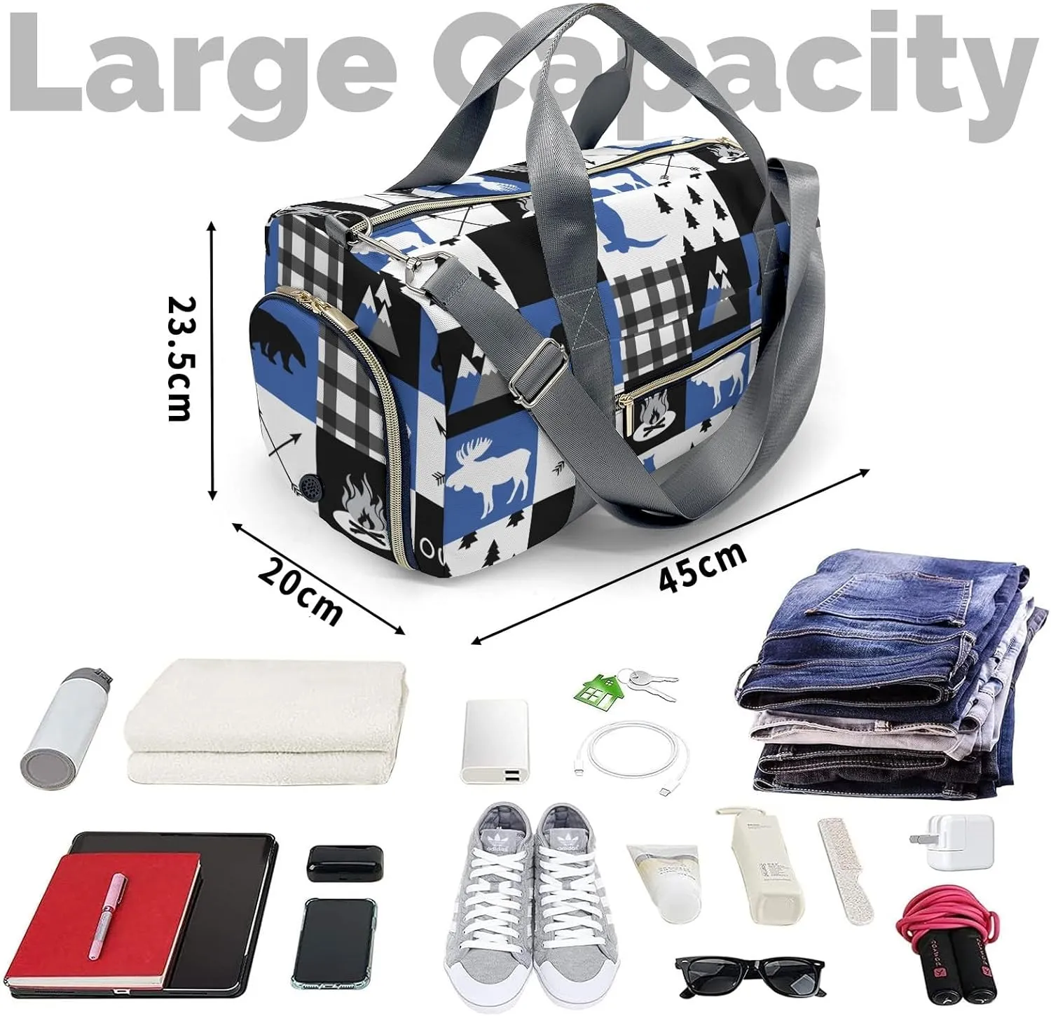 Custom Duffel Bag Wild Animal Owl Plaid Eco-Friendly Travel: Sustainable Travel Bags for Conscious Travelers