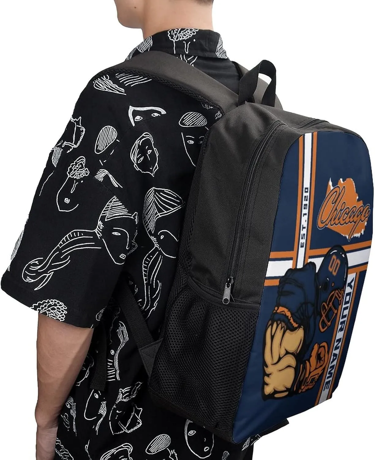 Custom Shoulder Chicago Backpack Personalized Any Name Number 17 Inch Large Capacity Laptop Bag Bookbag Gifts for Men Women