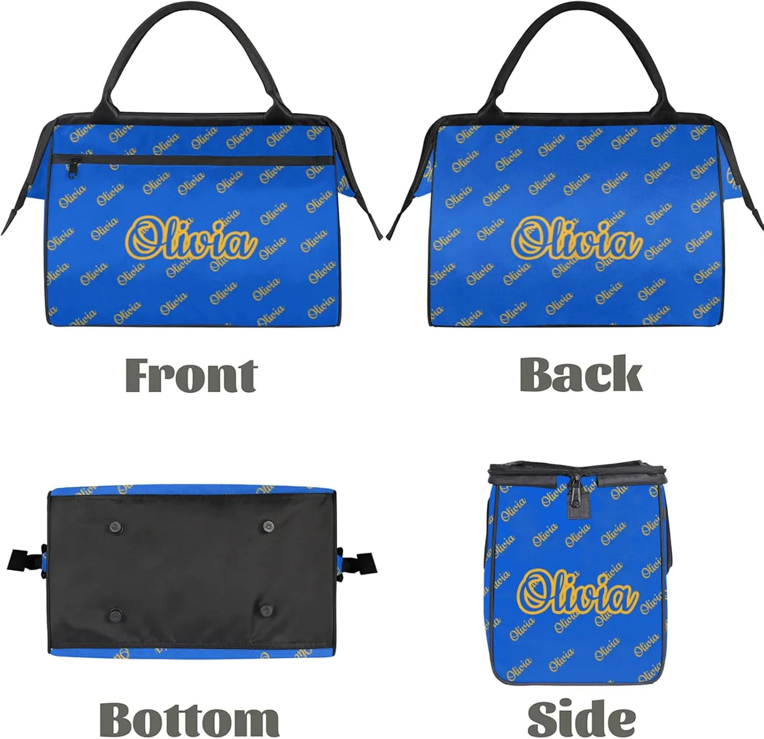 Custom Sport Duffel Bags Personalized Travel Overnight Bag Waterproof Dance Bag Lightweight Carry-On Tote for Women Men 15.2in, Blue Yellow
