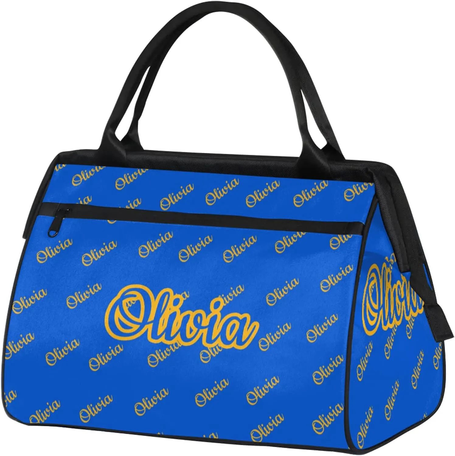 Custom Sport Duffel Bags Personalized Travel Overnight Bag Waterproof Dance Bag Lightweight Carry-On Tote for Women Men 15.2in, Blue Yellow