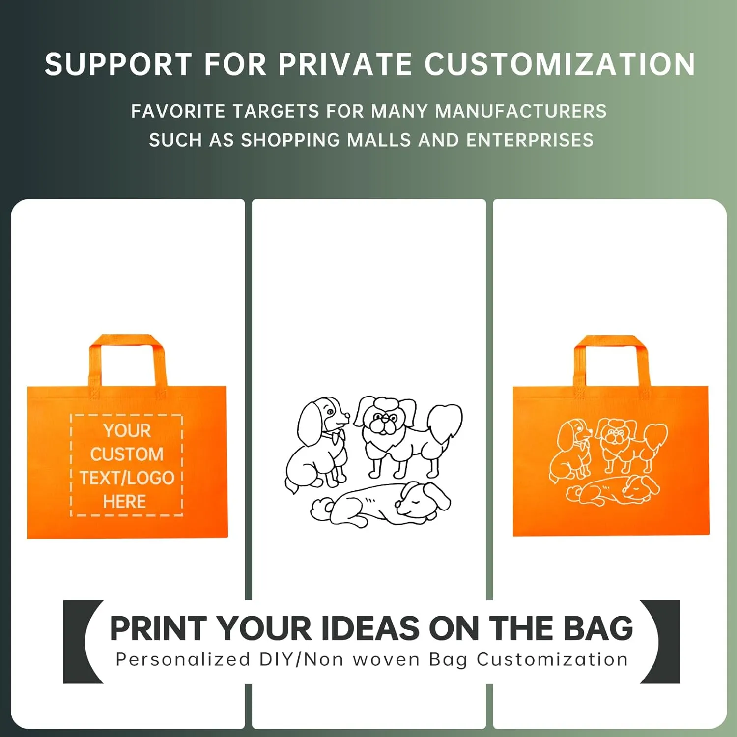Custom Tote Bags Set of 50, Bulk Pack Grocery Shopping Travel Business Activities advertisement Reusable Bag