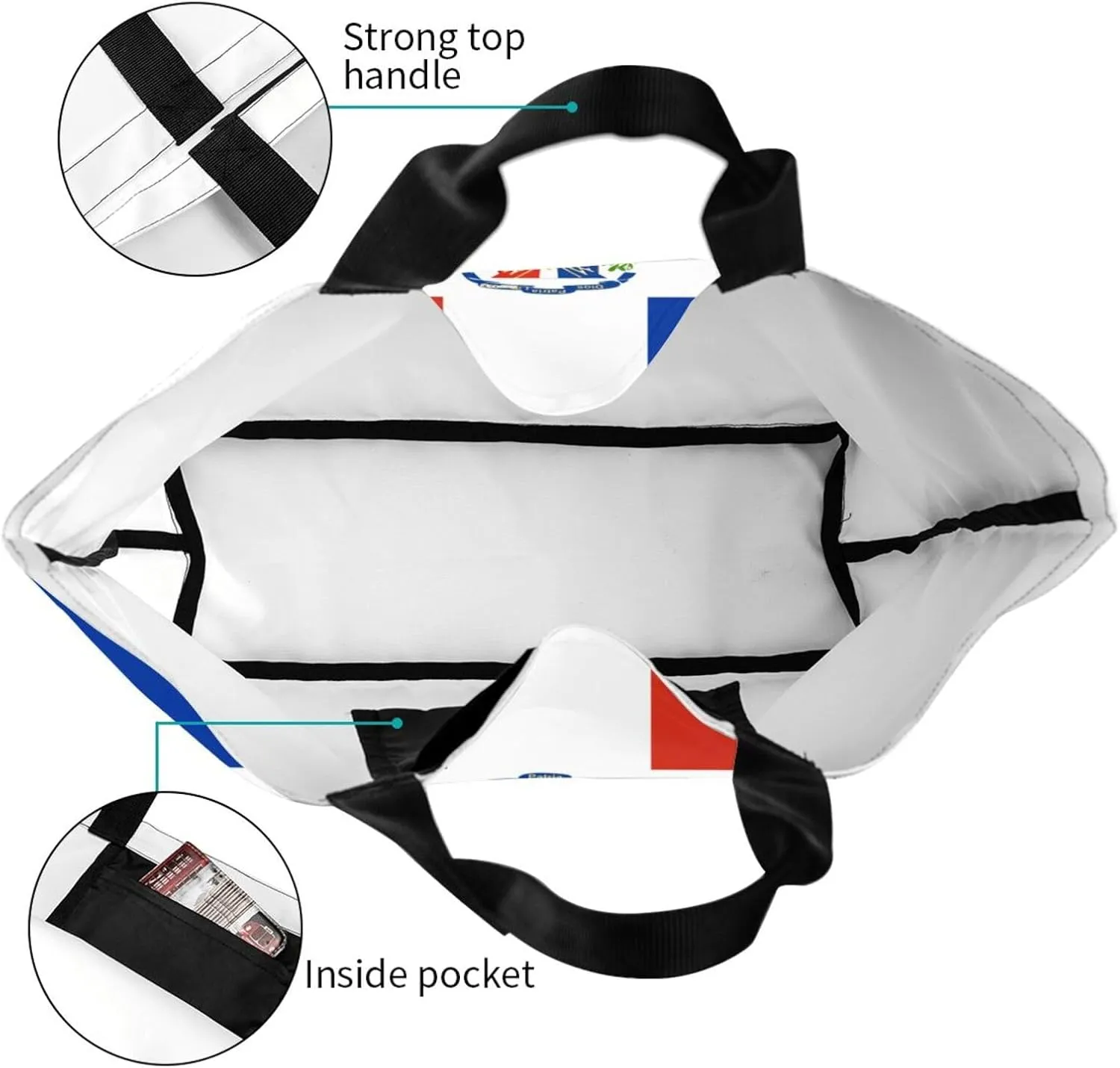 Cute Flag Large Tote Bag For Women Men Reusable Grocery Bag Shopping Shoulder Bag For Travel Work Beach Gym
