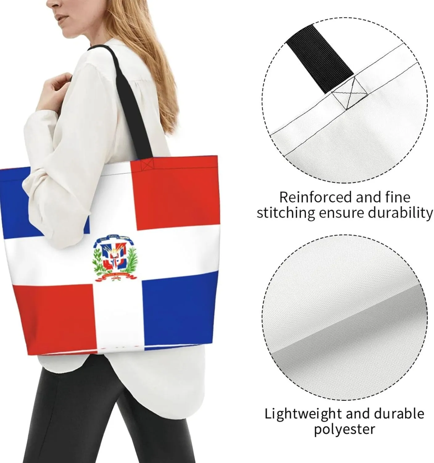 Cute Flag Large Tote Bag For Women Men Reusable Grocery Bag Shopping Shoulder Bag For Travel Work Beach Gym