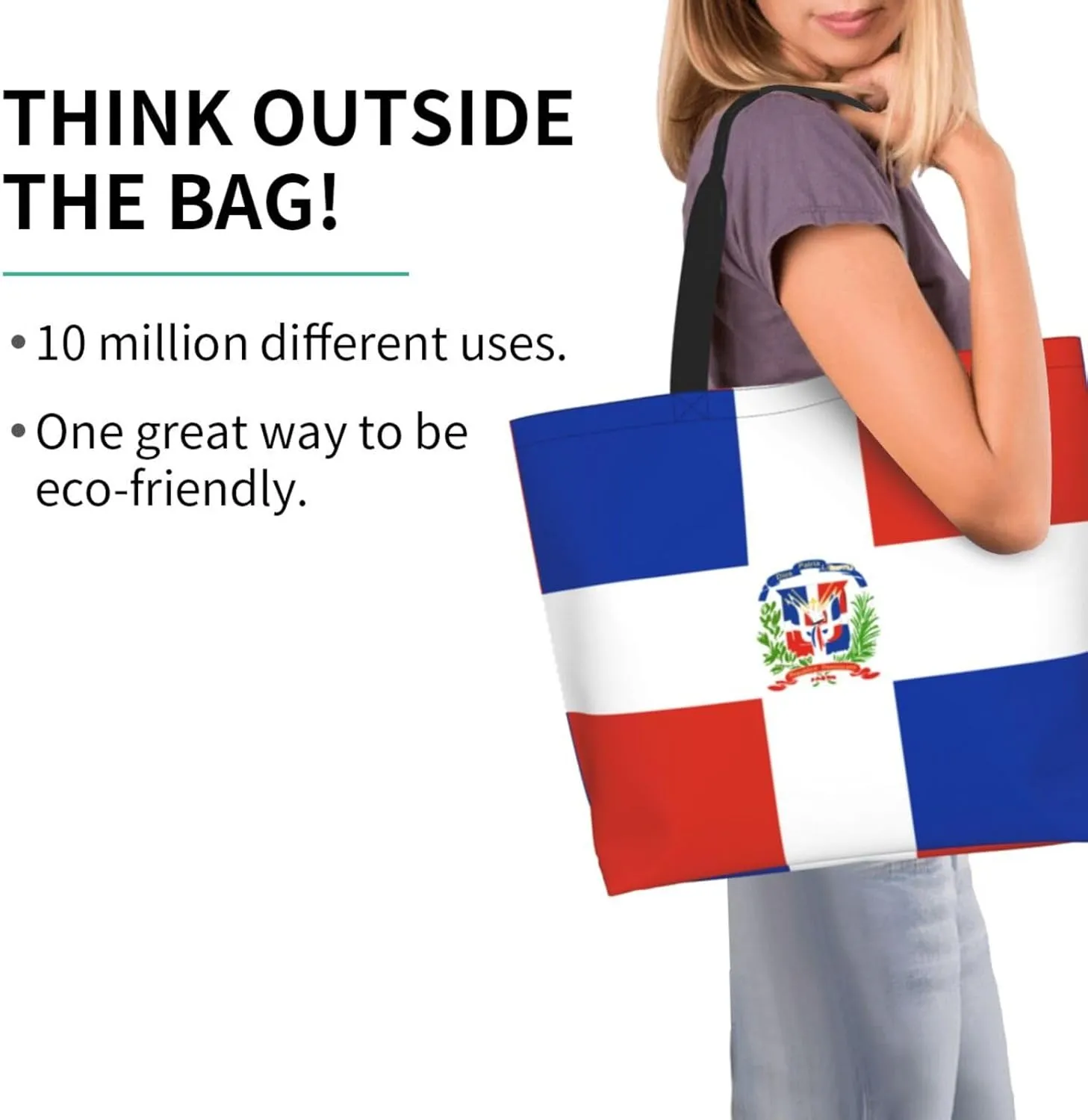 Cute Flag Large Tote Bag For Women Men Reusable Grocery Bag Shopping Shoulder Bag For Travel Work Beach Gym