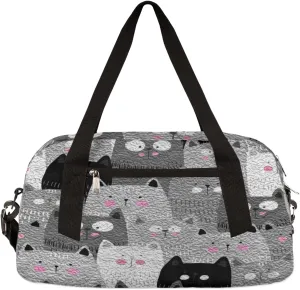 Cute Grey Cats Kids Duffel Bag for Girls Boys Teens, Cats Oil Painting Dance Bag Overnight Small Duffel Bag Carry On Weekend Sports Gym Travel Bag for School Practice Gymnastics Ballet