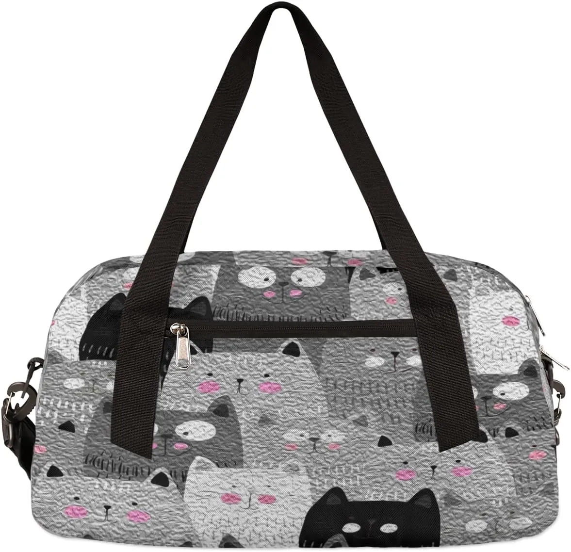 Cute Grey Cats Kids Duffel Bag for Girls Boys Teens, Cats Oil Painting Dance Bag Overnight Small Duffel Bag Carry On Weekend Sports Gym Travel Bag for School Practice Gymnastics Ballet