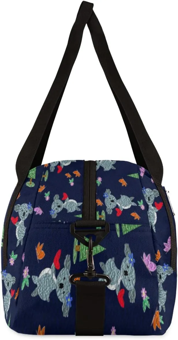 Cute Koala Butterfly Kids Duffel Bag for Girls Boys Teens, Koala Oil Painting Dance Bag Overnight Small Duffel Bag Carry On Weekend Sports Gym Travel Bag for School Practice Gymnastics Ballet