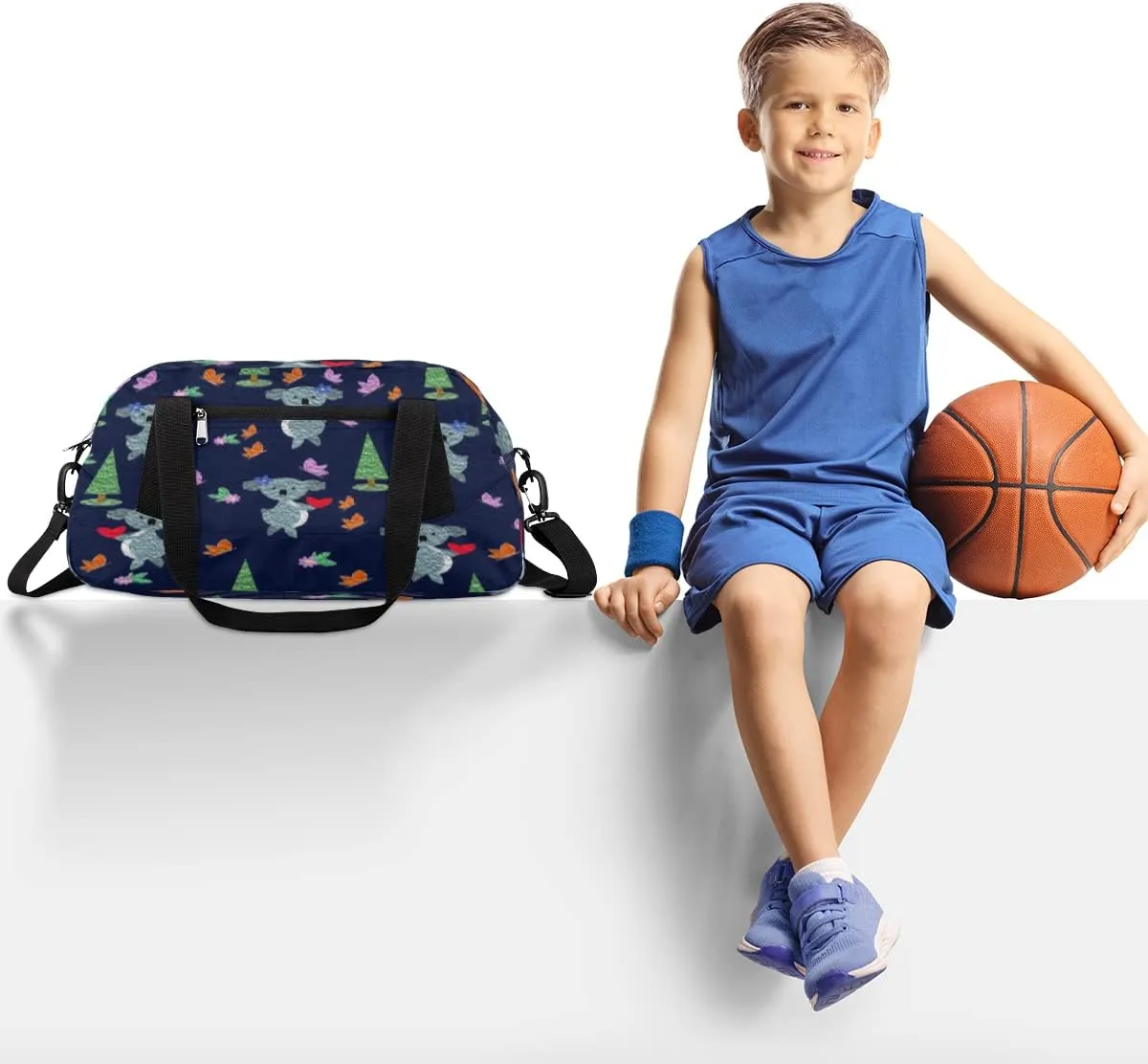 Cute Koala Butterfly Kids Duffel Bag for Girls Boys Teens, Koala Oil Painting Dance Bag Overnight Small Duffel Bag Carry On Weekend Sports Gym Travel Bag for School Practice Gymnastics Ballet