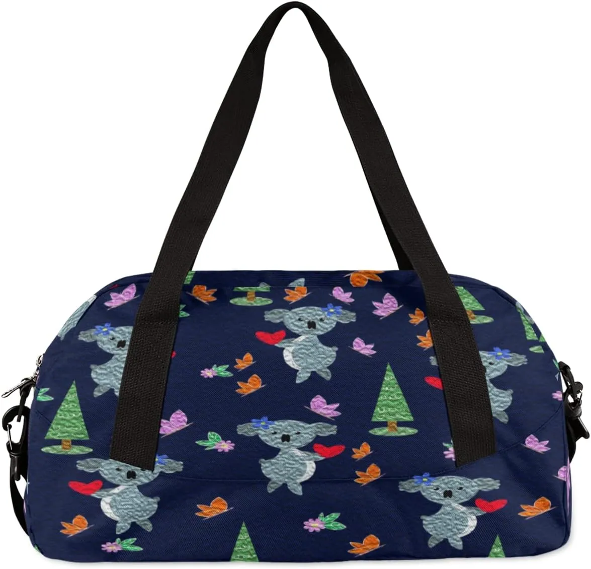 Cute Koala Butterfly Kids Duffel Bag for Girls Boys Teens, Koala Oil Painting Dance Bag Overnight Small Duffel Bag Carry On Weekend Sports Gym Travel Bag for School Practice Gymnastics Ballet