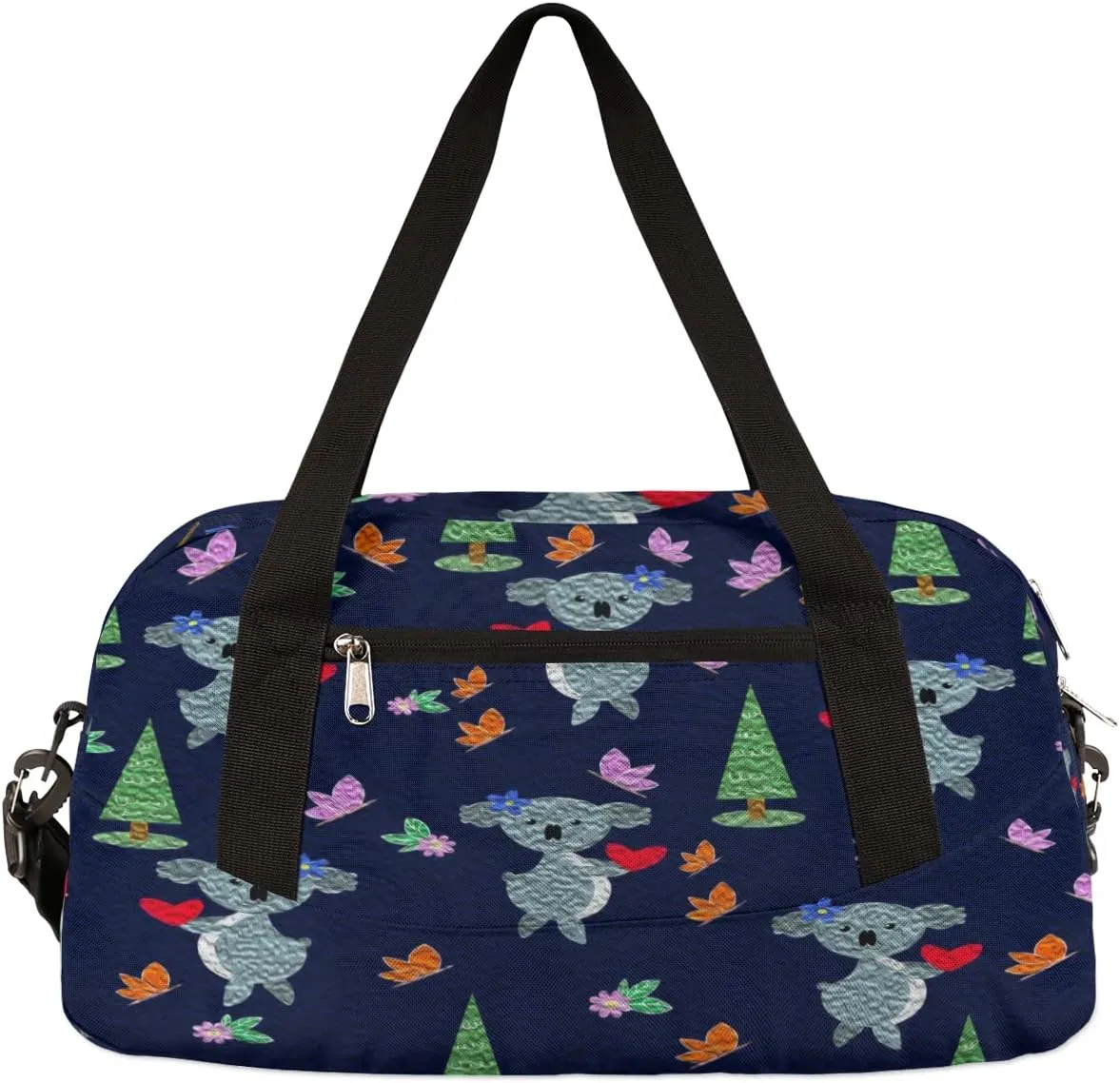 Cute Koala Butterfly Kids Duffel Bag for Girls Boys Teens, Koala Oil Painting Dance Bag Overnight Small Duffel Bag Carry On Weekend Sports Gym Travel Bag for School Practice Gymnastics Ballet