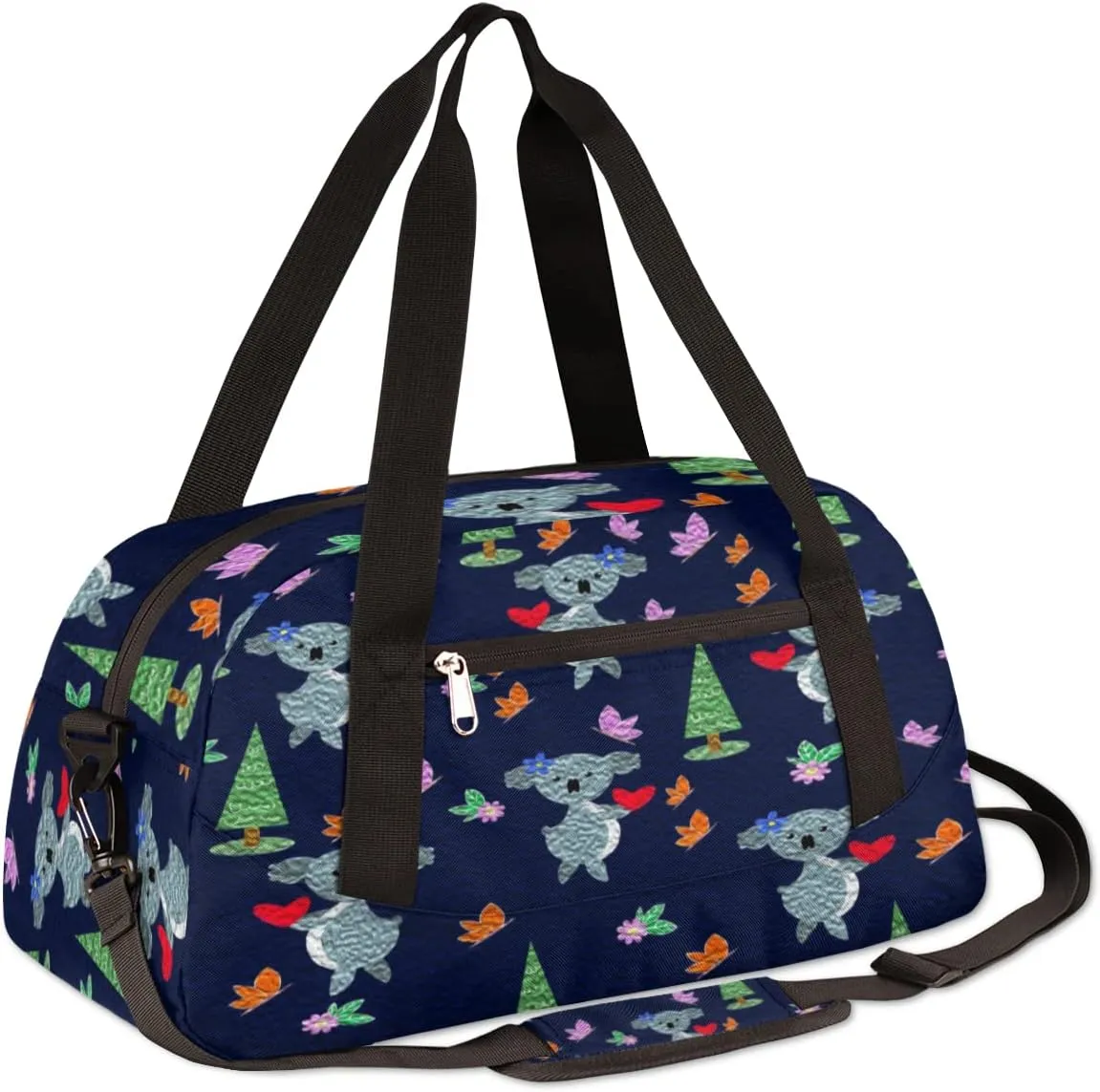 Cute Koala Butterfly Kids Duffel Bag for Girls Boys Teens, Koala Oil Painting Dance Bag Overnight Small Duffel Bag Carry On Weekend Sports Gym Travel Bag for School Practice Gymnastics Ballet