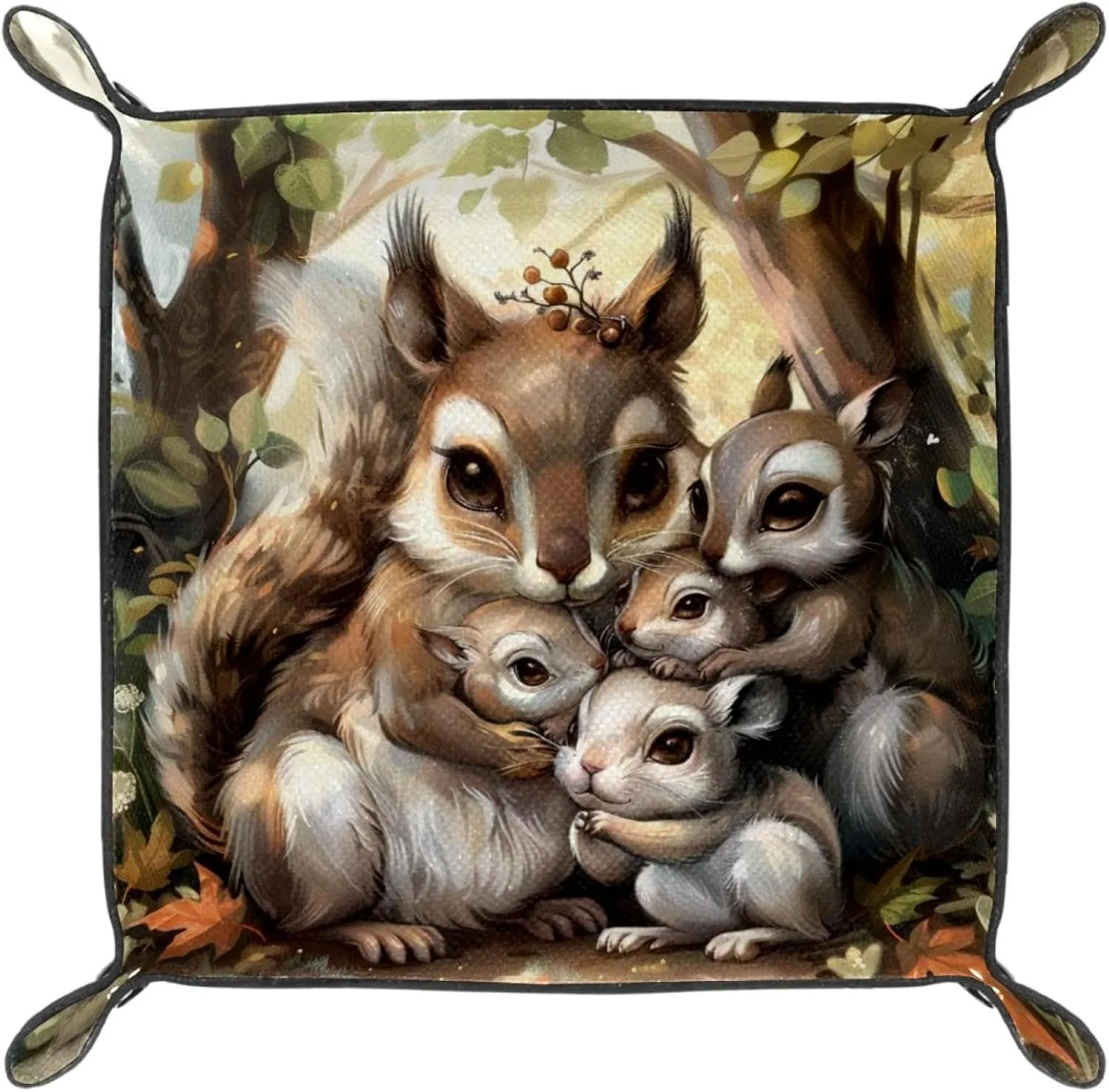 Cute Squirrel Family Desk Drawer Organizer Tray, Stackable Jewelry Organizer Trays for Women and Girls
