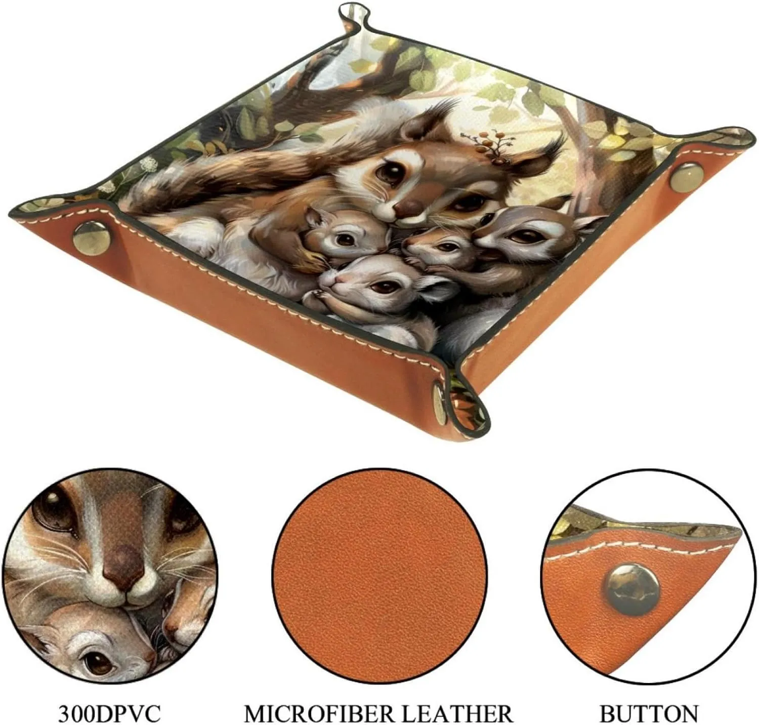 Cute Squirrel Family Desk Drawer Organizer Tray, Stackable Jewelry Organizer Trays for Women and Girls