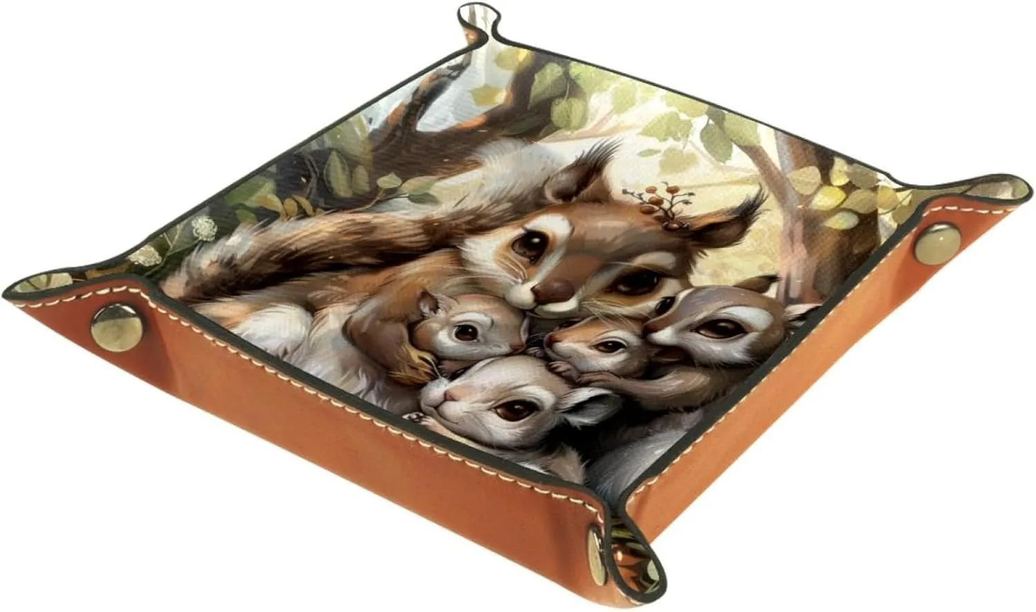 Cute Squirrel Family Desk Drawer Organizer Tray, Stackable Jewelry Organizer Trays for Women and Girls