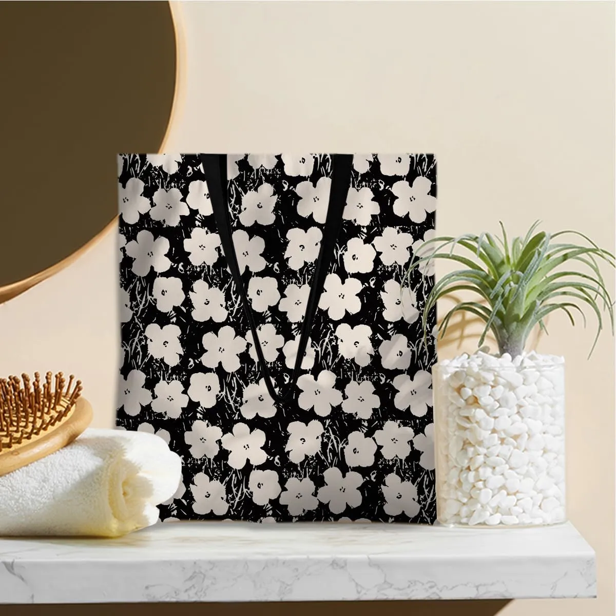 Cute Tote Bag for Women Floral Cat Gifts Boho Butterfly Forest Animals Reusable Grocery Bags Cat Lover Gifts