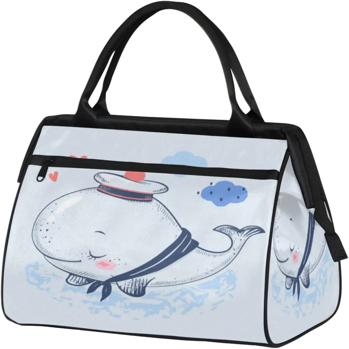 Cute Whale Sailor Cartoon Womens Weekender Overnight Bag Travel Duffel Bag 25L Carry On Tote Bag Gym Duffle Bag for Women Teen Girls