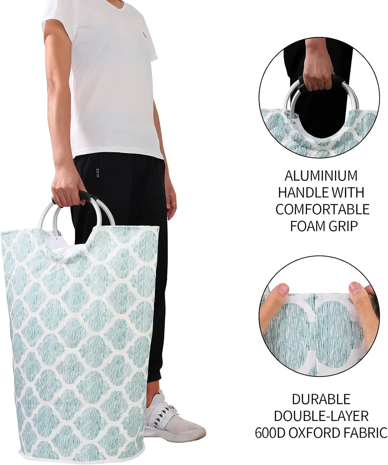 Dalykate Extra Large Laundry Basket 115L Collapsible Oxford Fabric Laundry Hamper Foldable Clothes Laundry Bag with Handles Waterproof Washing Portable Dirty Clothes Basket for College Dorm, Family