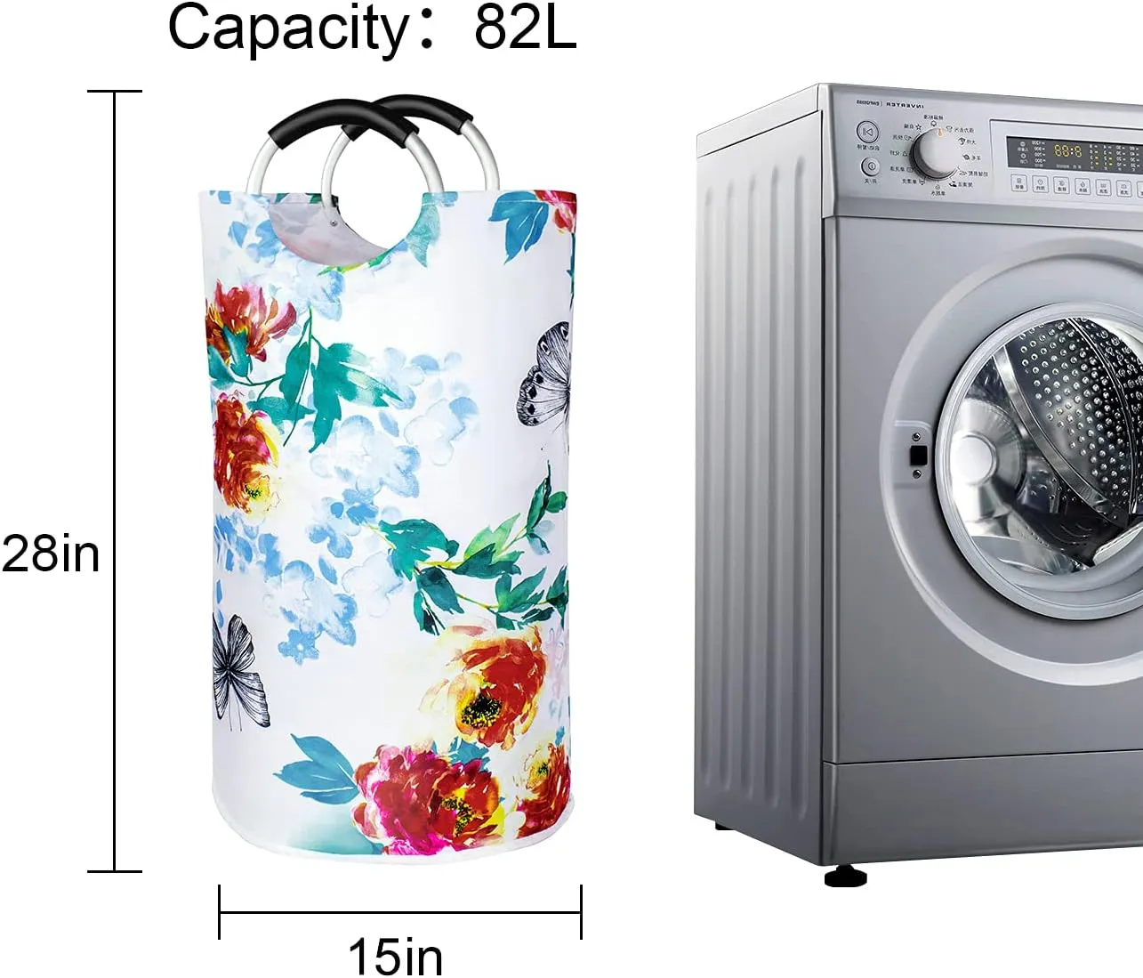 Dalykate Large Laundry Basket 82L Collapsible Oxford Fabric Laundry Hamper Foldable Clothes Laundry Bag with Handles Waterproof Washing Bin Portable Dirty Clothes Basket for College Dorm, Family