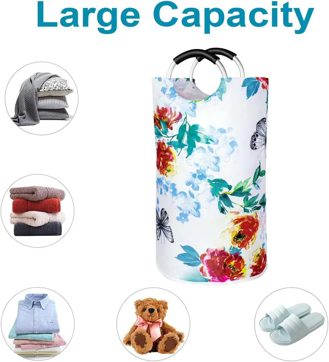Dalykate Large Laundry Basket 82L Collapsible Oxford Fabric Laundry Hamper Foldable Clothes Laundry Bag with Handles Waterproof Washing Bin Portable Dirty Clothes Basket for College Dorm, Family