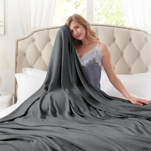 DANGTOP Cooling Blankets, 100% Rayon Derived from Bamboo, Absorbs Body Heat to Keep Cool on Warm Night, Ultra-Cool Lightweight Blanket(79x91 inches, Dark Grey)