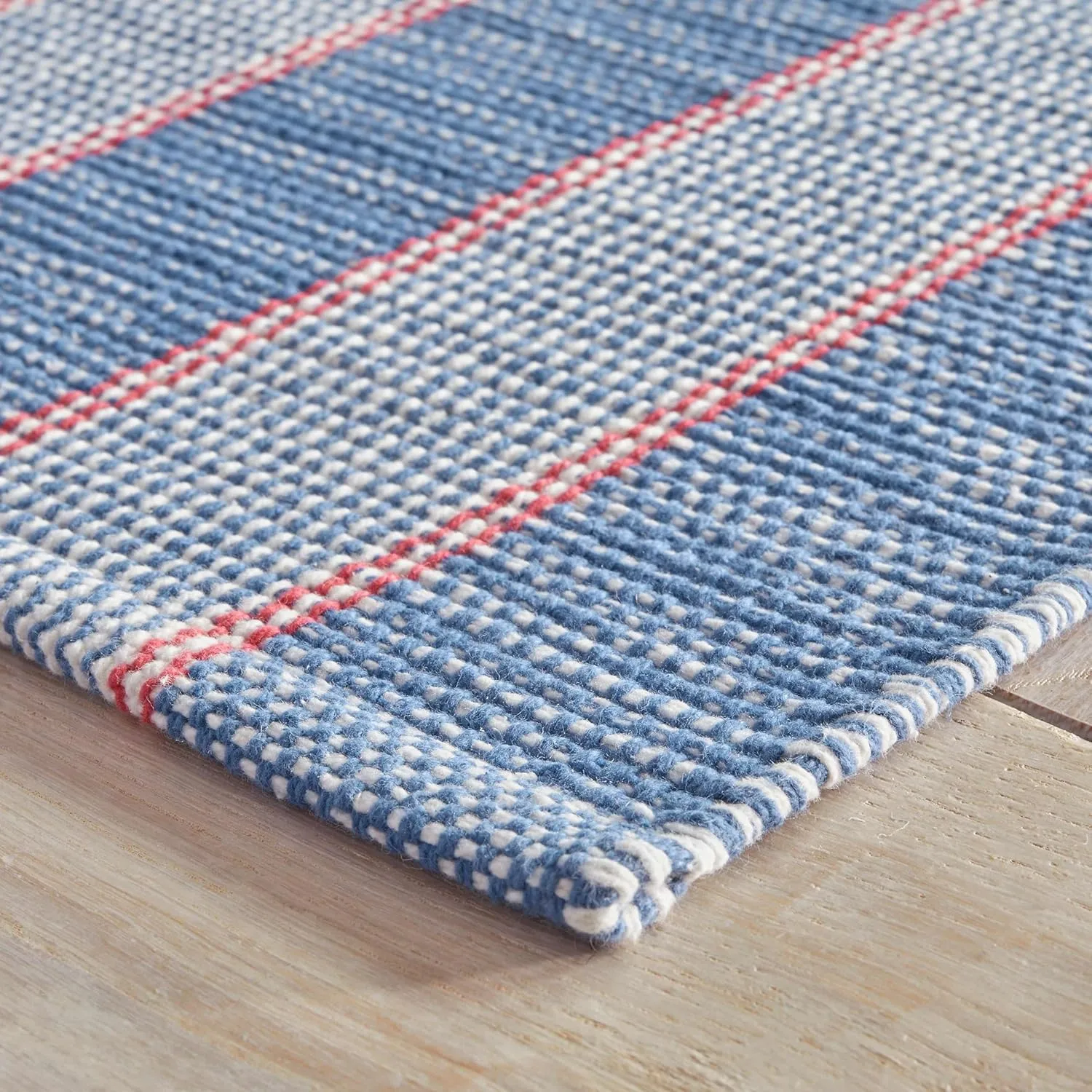 Dash and Albert Camden Stripe Cotton Area Rug - 2' x 3' Denim - Striped Handwoven Accent Rug - Durable, Lightweight, High Traffic Areas - Hallways, Bedrooms, Stairs