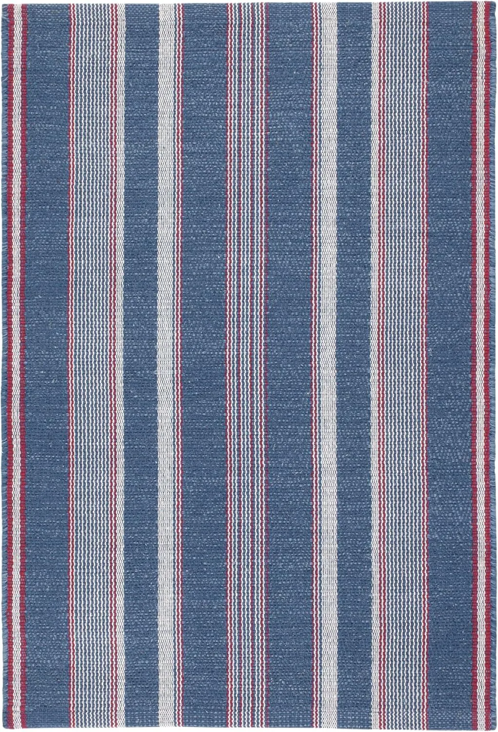 Dash and Albert Camden Stripe Cotton Area Rug - 2' x 3' Denim - Striped Handwoven Accent Rug - Durable, Lightweight, High Traffic Areas - Hallways, Bedrooms, Stairs