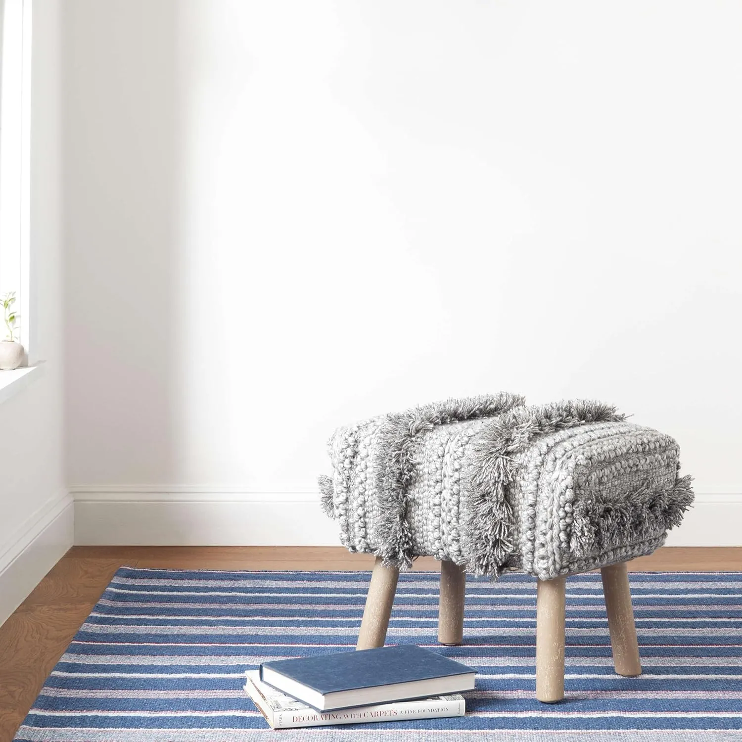 Dash and Albert Camden Stripe Cotton Area Rug - 2' x 3' Denim - Striped Handwoven Accent Rug - Durable, Lightweight, High Traffic Areas - Hallways, Bedrooms, Stairs