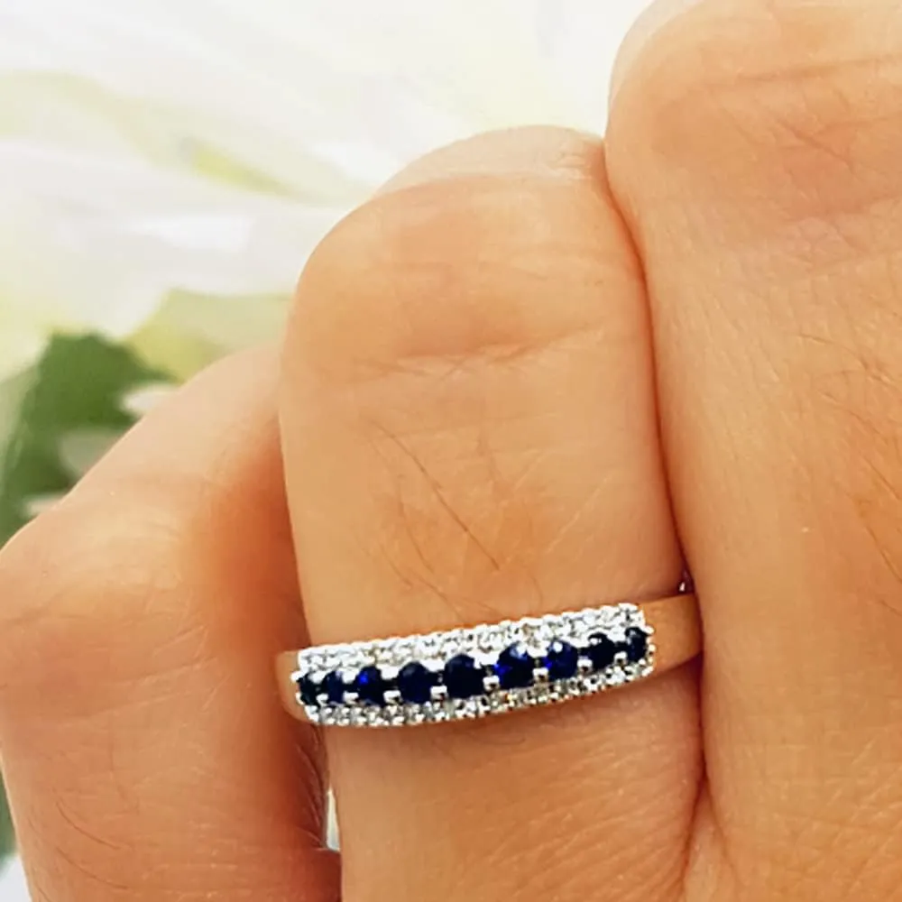 Dazzlingrock Collection Round Gemstone and Round White Diamond Womens Stackable Wedding Band, 10K Solid White Gold