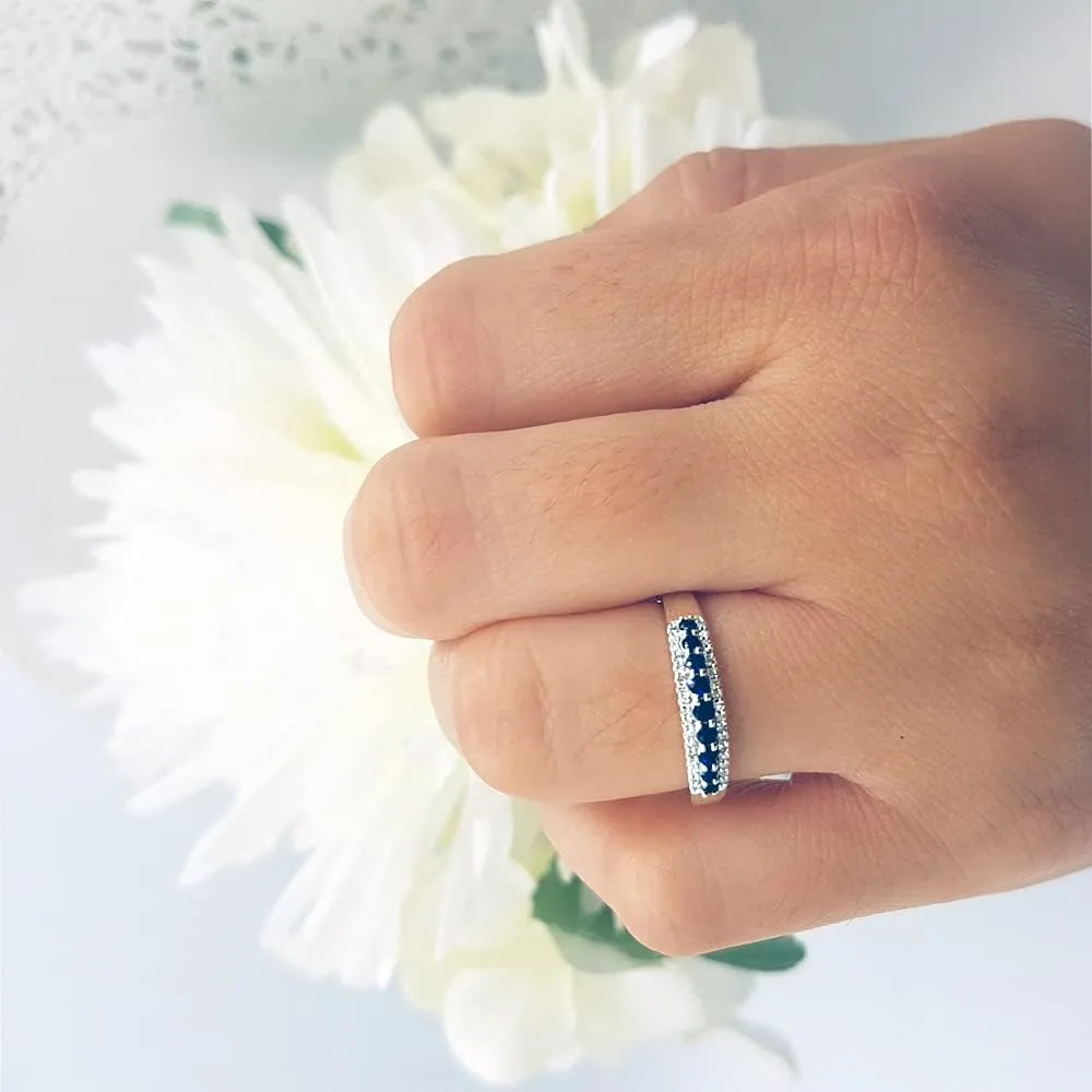 Dazzlingrock Collection Round Gemstone and Round White Diamond Womens Stackable Wedding Band, 10K Solid White Gold
