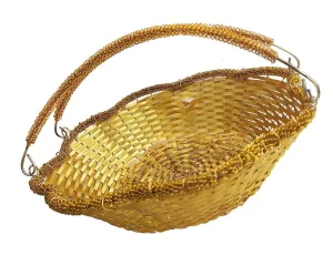Decorative Basket with Handle for Kitchen and Dinning Table Use for Fruits, 25 Grams, Golden, Pack of 1