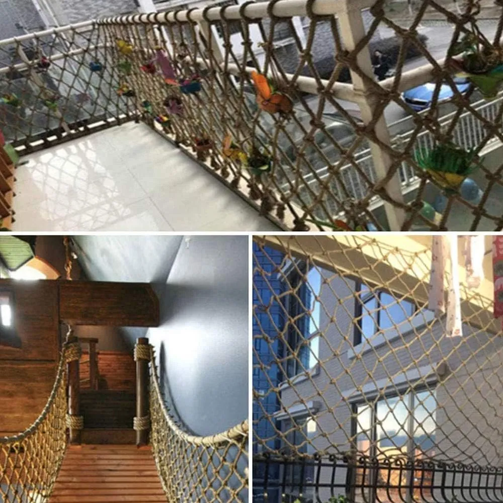 Decorative Net,Hemp Rope Net, Climbing Woven Rope Truck Cargo Trailer Netting Climbing Safety Netting Endurance, Anti-Wear,5x9m（16.4 * 29.5ft）