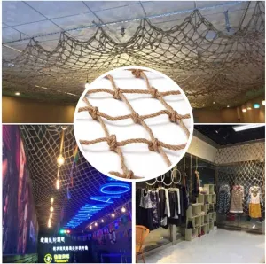 Decorative Net,Hemp Rope Net, Climbing Woven Rope Truck Cargo Trailer Netting Climbing Safety Netting Endurance, Anti-Wear,5x9m（16.4 * 29.5ft）