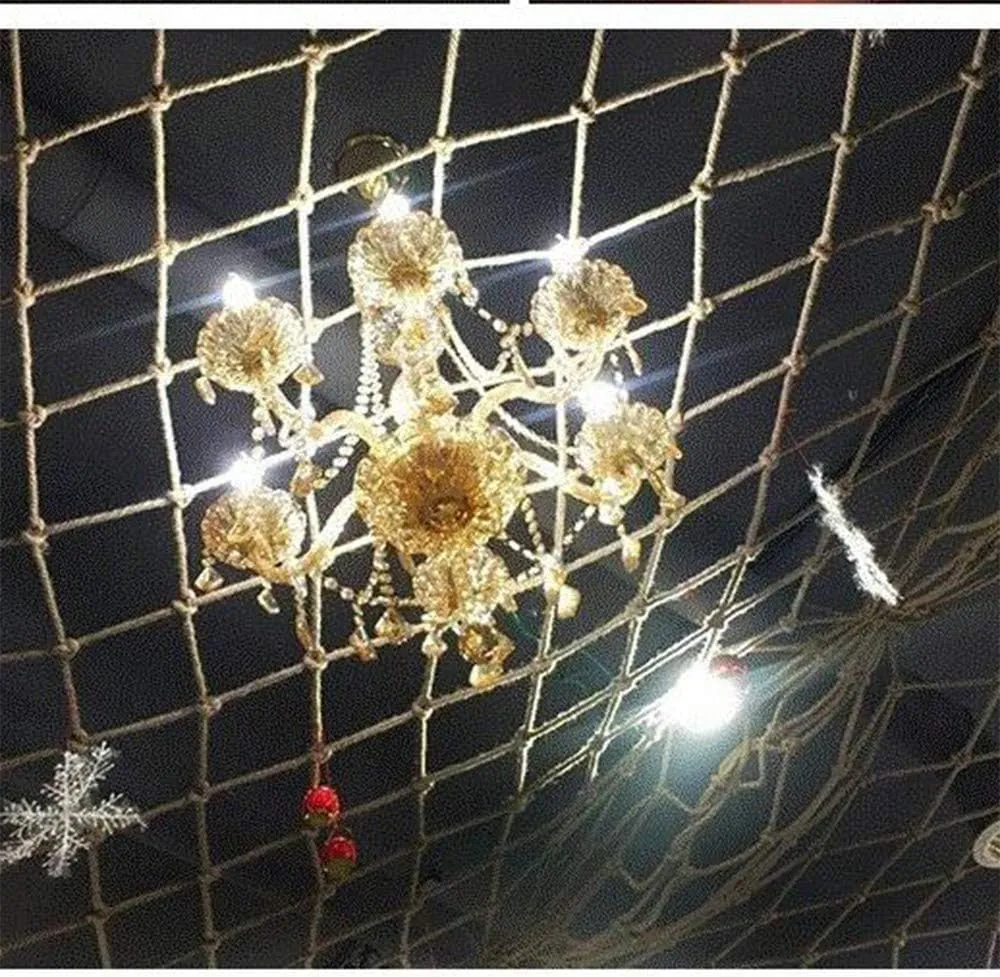 Decorative Net,Hemp Rope Net, Climbing Woven Rope Truck Cargo Trailer Netting Climbing Safety Netting Endurance, Anti-Wear,5x9m（16.4 * 29.5ft）