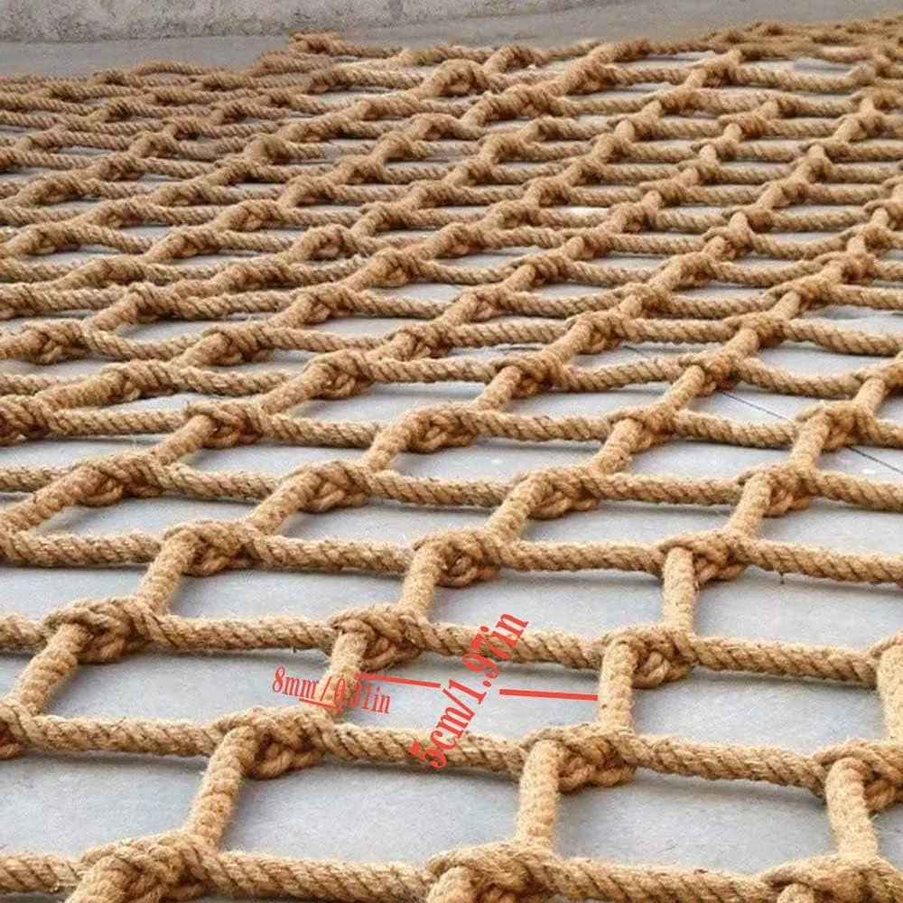 Decorative Net,Hemp Rope Net, Climbing Woven Rope Truck Cargo Trailer Netting Climbing Safety Netting Endurance, Anti-Wear,5x9m（16.4 * 29.5ft）