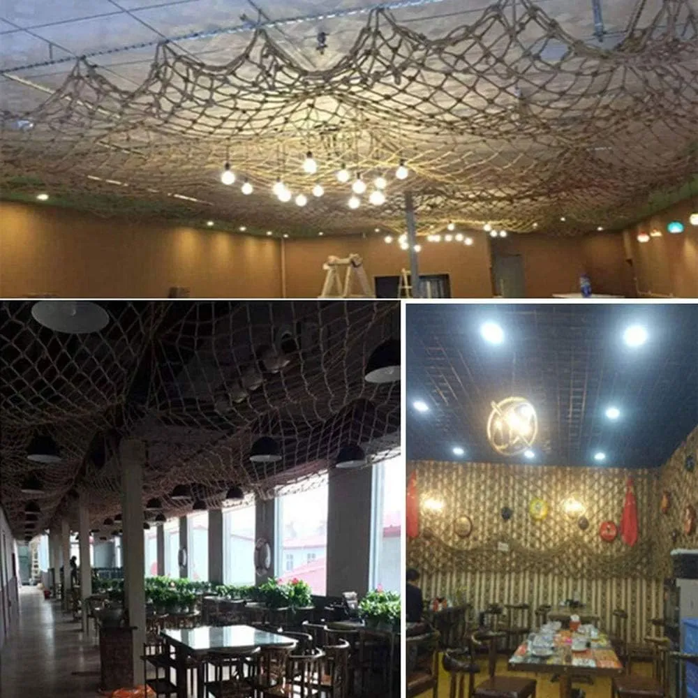 Decorative Net,Hemp Rope Net, Climbing Woven Rope Truck Cargo Trailer Netting Climbing Safety Netting Endurance, Anti-Wear,5x9m（16.4 * 29.5ft）