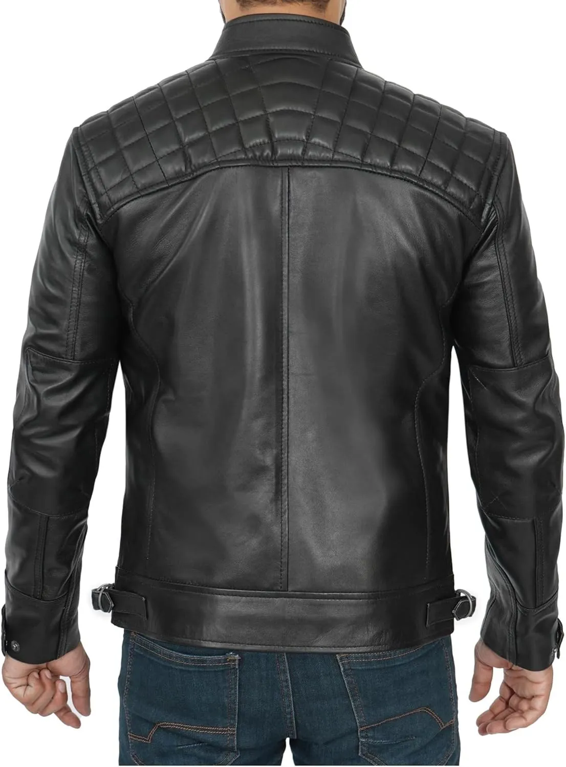 Decrum Real Leather Jacket Men - Motorcycle Black and Brown Leather Jacket