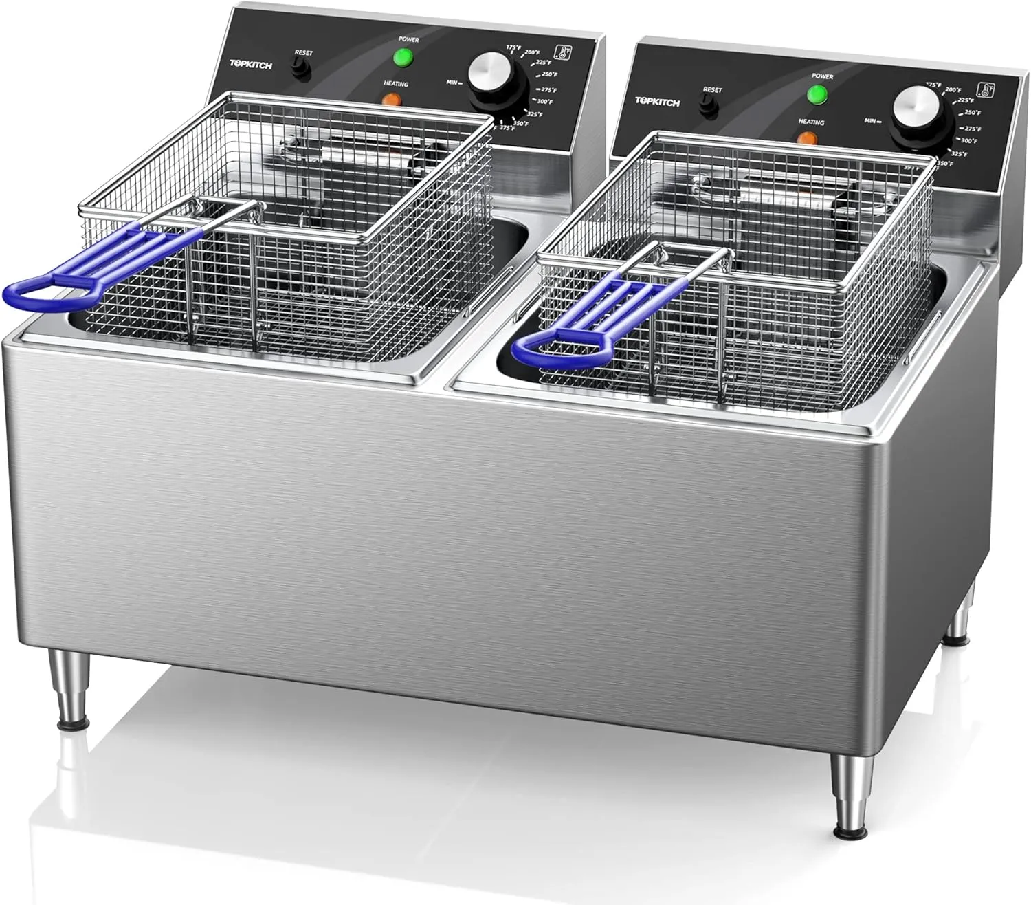 Deep fryer Commercial Deep Fryer 12L x 2/25.4QT Dual Tank Electric Deep Fryers with Basket Electric Countertop Fryer for Restaurant with 2 Frying Baskets, 3300W x 2, 240V Two 6-15 Phase Plugs