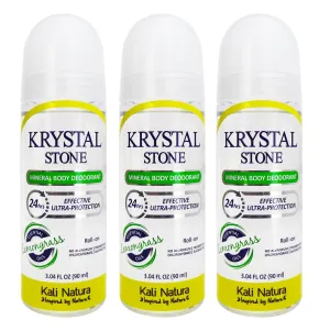 Deodorant 3-Pack LEMONGRASS Roll On of Potassium Alum with Aloe Vera & Essential Oils - VEGAN. CRUELTY FREE. ECO-FRIENDLY