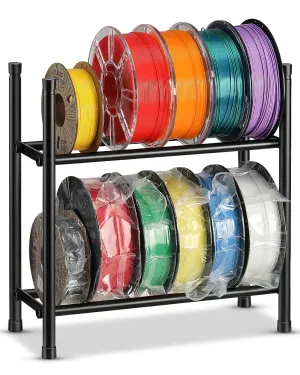 Desktop 3D Printer Filament Storage Rack - Tabletop 2-Tier Stackable Organizer for Filament Spools, Holds 6 Spools per Layer, Expandable to 4 Layers for PLA/ABS/TPU Filament (2-Tier)