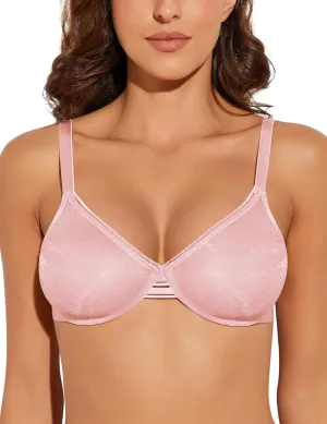 Deyllo Women's Sheer Mesh Lace Unlined Underwire Bra Sexy See-Through Demi Bralette