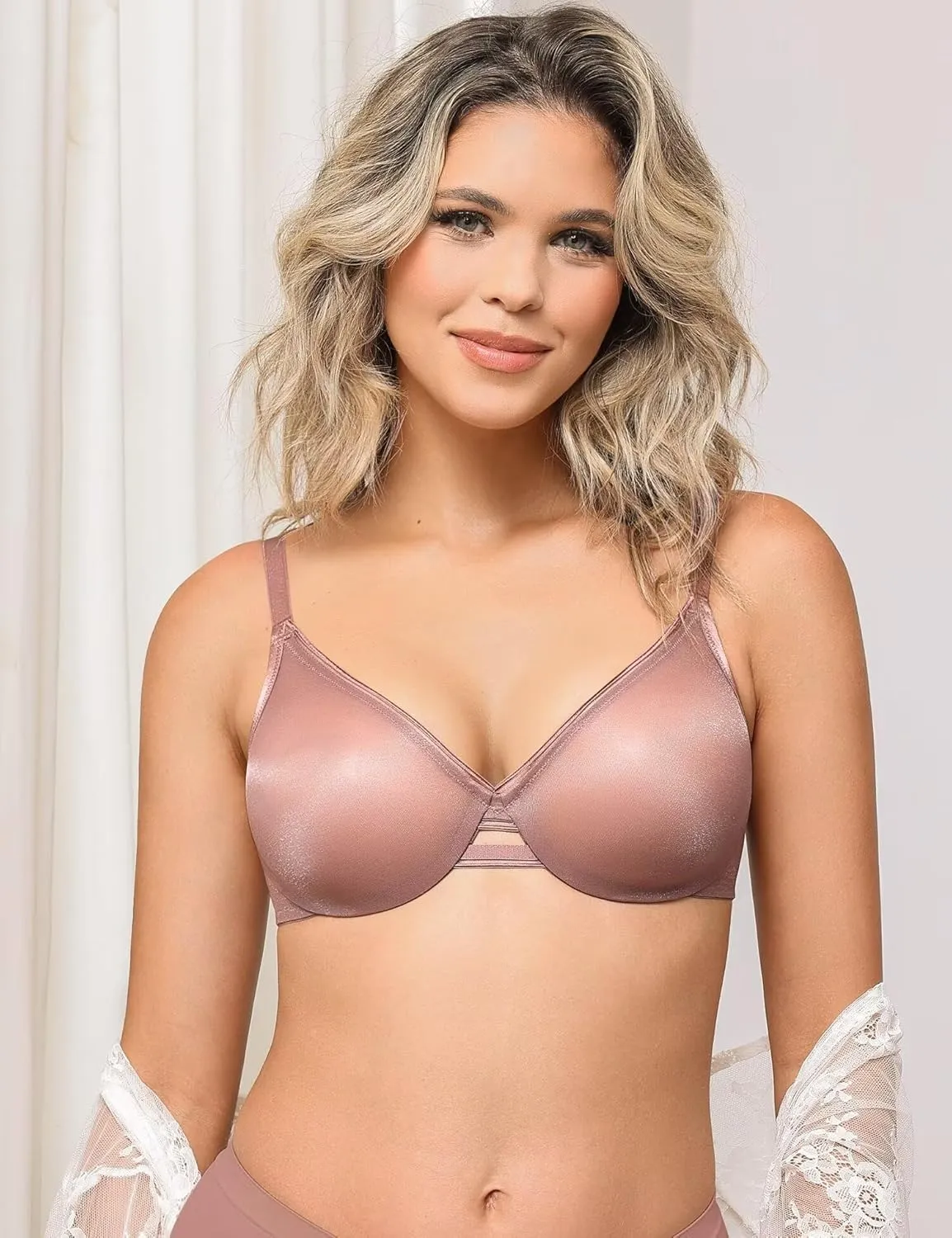 Deyllo Women's Sheer Mesh Lace Unlined Underwire Bra Sexy See-Through Demi Bralette
