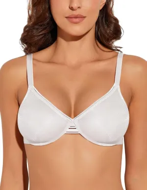 Deyllo Women's Sheer Mesh Lace Unlined Underwire Bra Sexy See-Through Demi Bralette