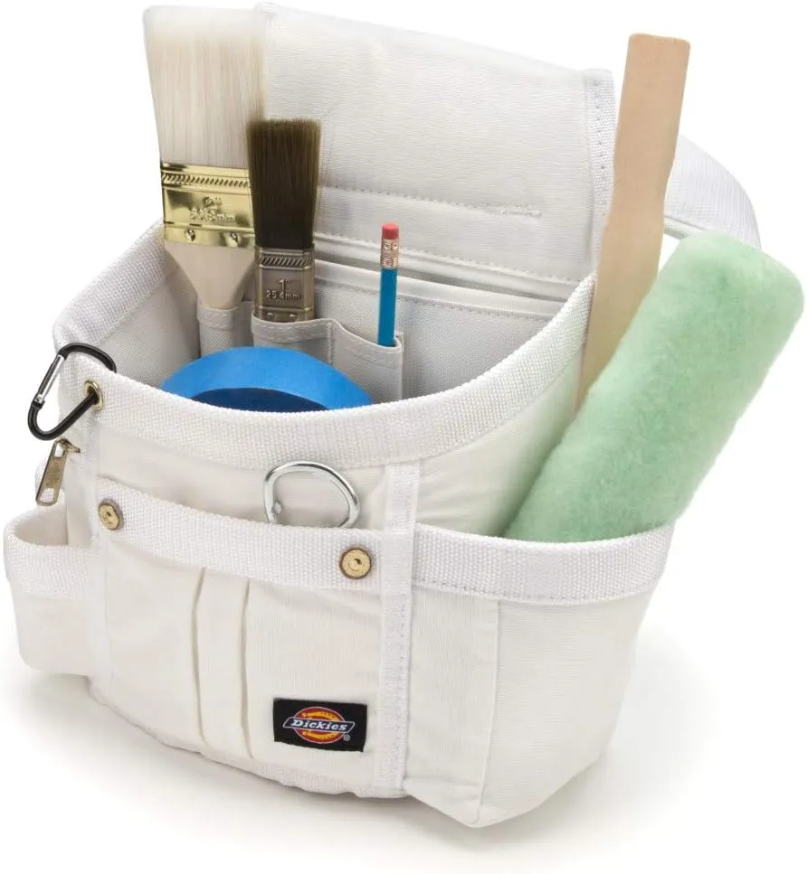 Dickies 8-Pocket Padded Tool Belt/Utility Pouch for Painters, Carpenters, and Builders, Adjustable 3-Inch Belt, Durable Canvas Construction, White