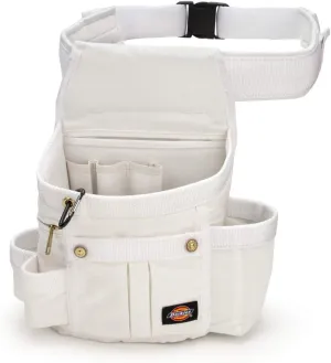 Dickies 8-Pocket Padded Tool Belt/Utility Pouch for Painters, Carpenters, and Builders, Adjustable 3-Inch Belt, Durable Canvas Construction, White
