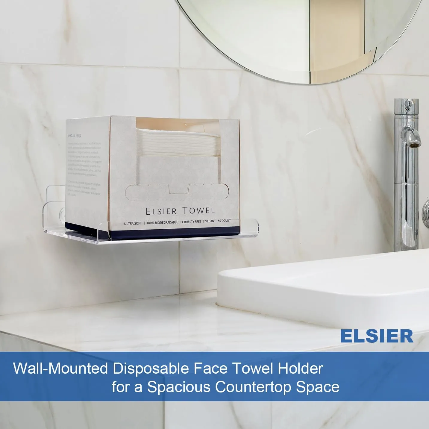 Disposable Face Towels Storage Holder, 2 Pieces Premium Acrylic Facial Cleansing Towels Organizer