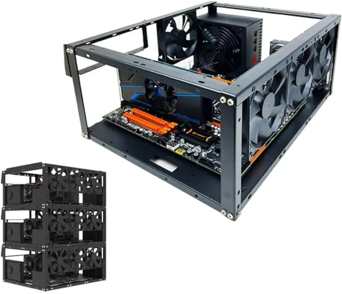 DIY Computer Case PC Frame Desktop Chassis Stackable Rack Stand Open Air Testbench Fits ATX MacroATX E-ATX X79 X99 Motherboard (Stackable)