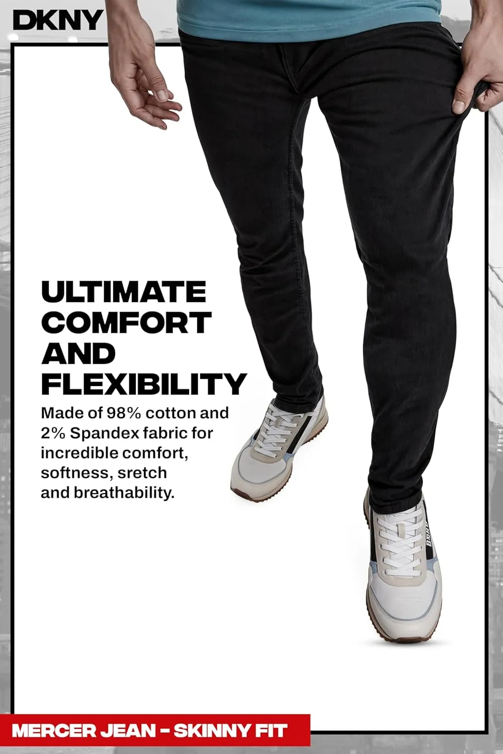 DKNY Mens Skinny Jeans for Men - Stretch Denim Classic 5 Pocket Men's Skinny Jeans | Stretch Fit Denim for Men