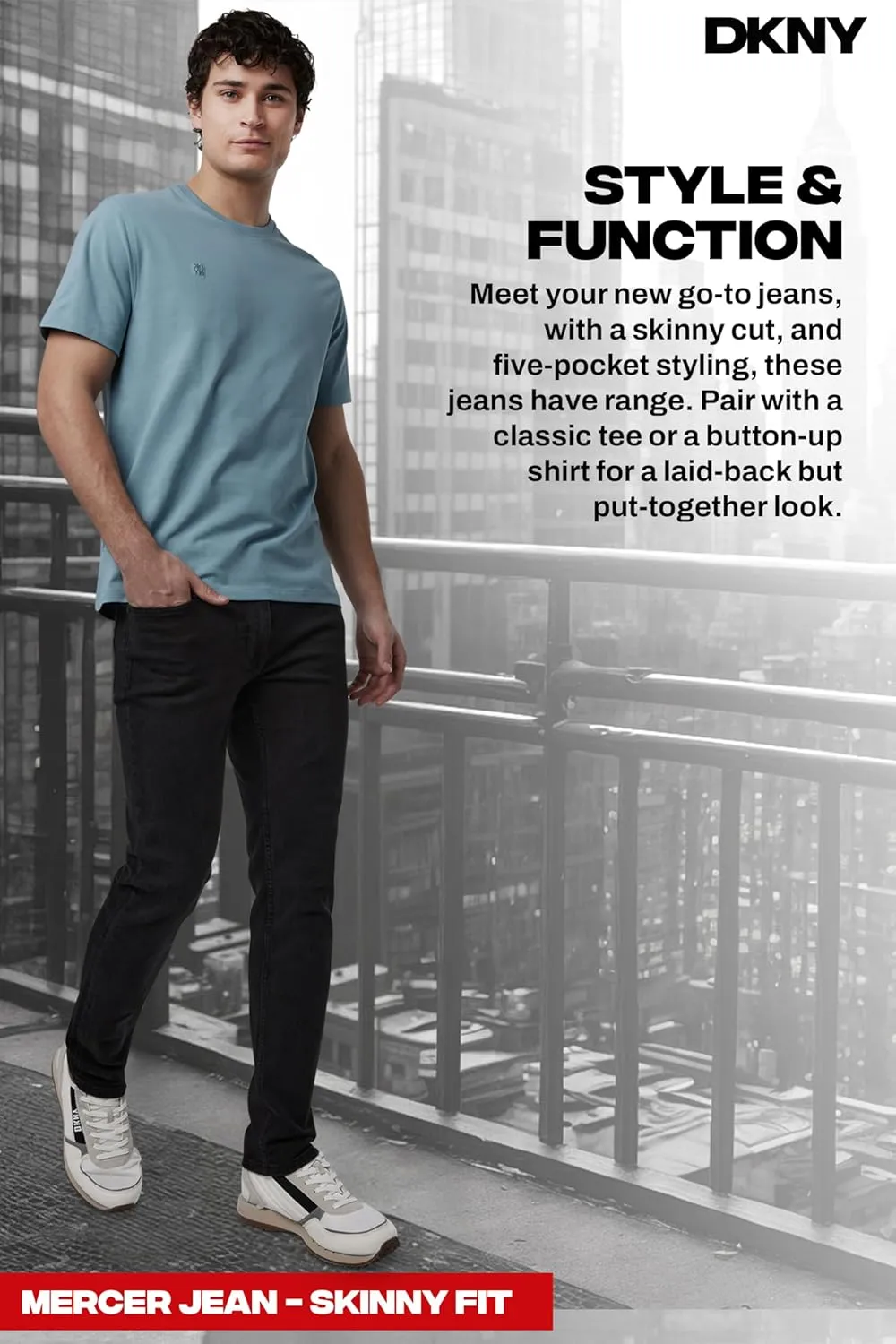 DKNY Mens Skinny Jeans for Men - Stretch Denim Classic 5 Pocket Men's Skinny Jeans | Stretch Fit Denim for Men