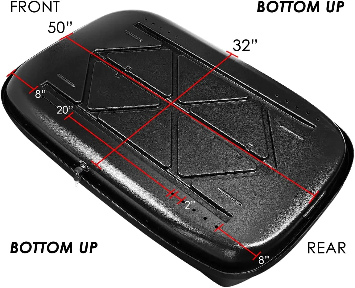 DNA MOTORING Rooftop Cargo Box Carrier Lockable Heavy Duty Car Top Storage Case, Capacity 110 Lbs, 53" L x 34" W x 15" H, 11 17 Cubic Ft.(Glossy Black), PT-ZTL-8166-GSBK