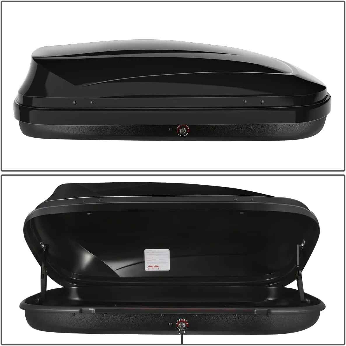 DNA MOTORING Rooftop Cargo Box Carrier Lockable Heavy Duty Car Top Storage Case, Capacity 110 Lbs, 53" L x 34" W x 15" H, 11 17 Cubic Ft.(Glossy Black), PT-ZTL-8166-GSBK